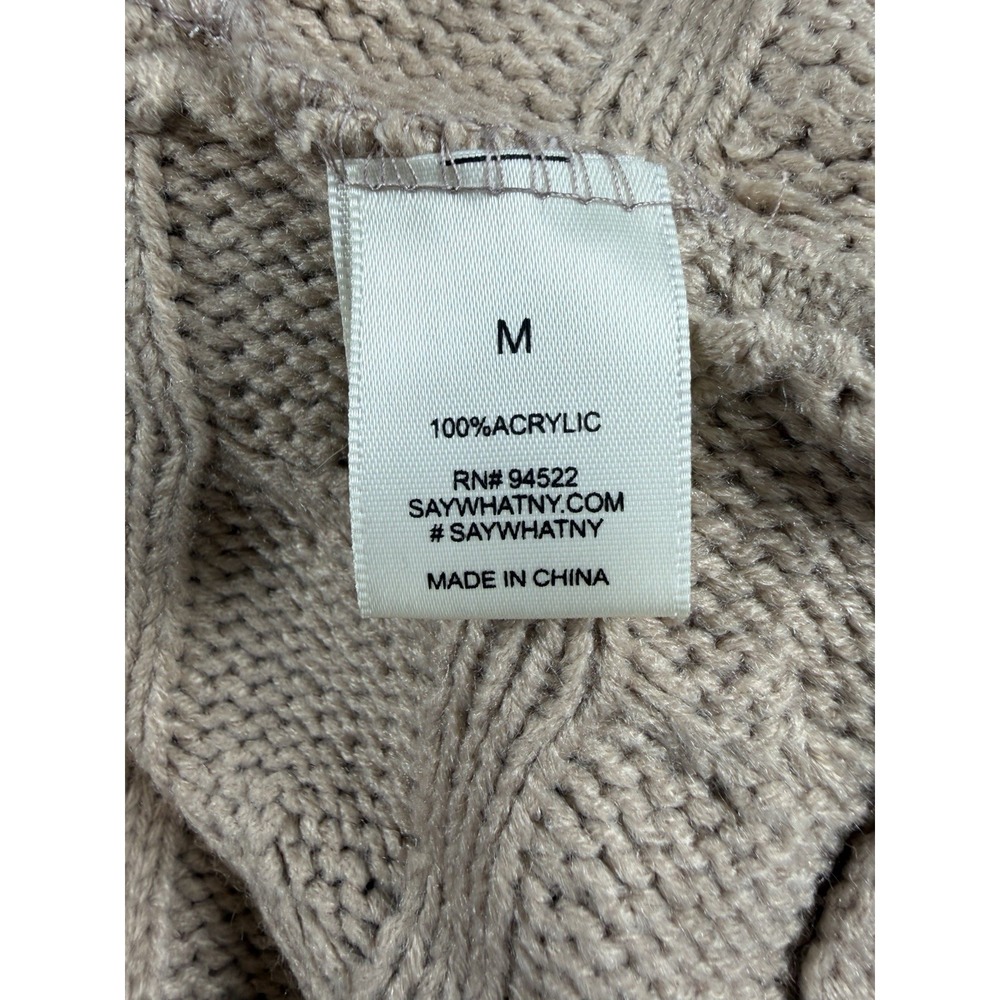 Say What? Beige Cable Knit Batwing Sweater 3D Flower Boho Coquette Hippie Sz M - Picture 8 of 10